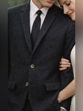 Jack Wills blue Moon tweed Blazer, woven in Britain silky lining wedding groom